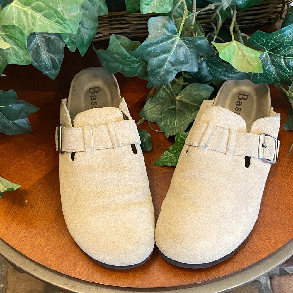 Bass Tan Suede Buckle Slip-Ons